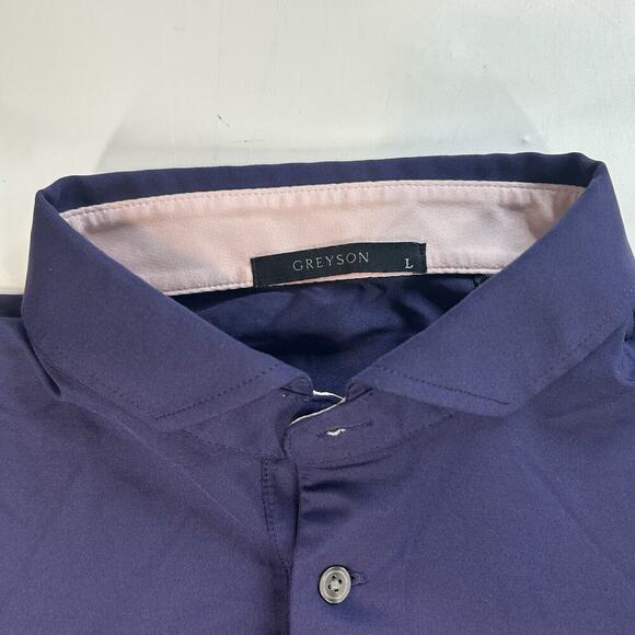 Greyson Polo Shirt Mens Large Purple Performance Wicking Golf Club Logo - Picture 4 of 8